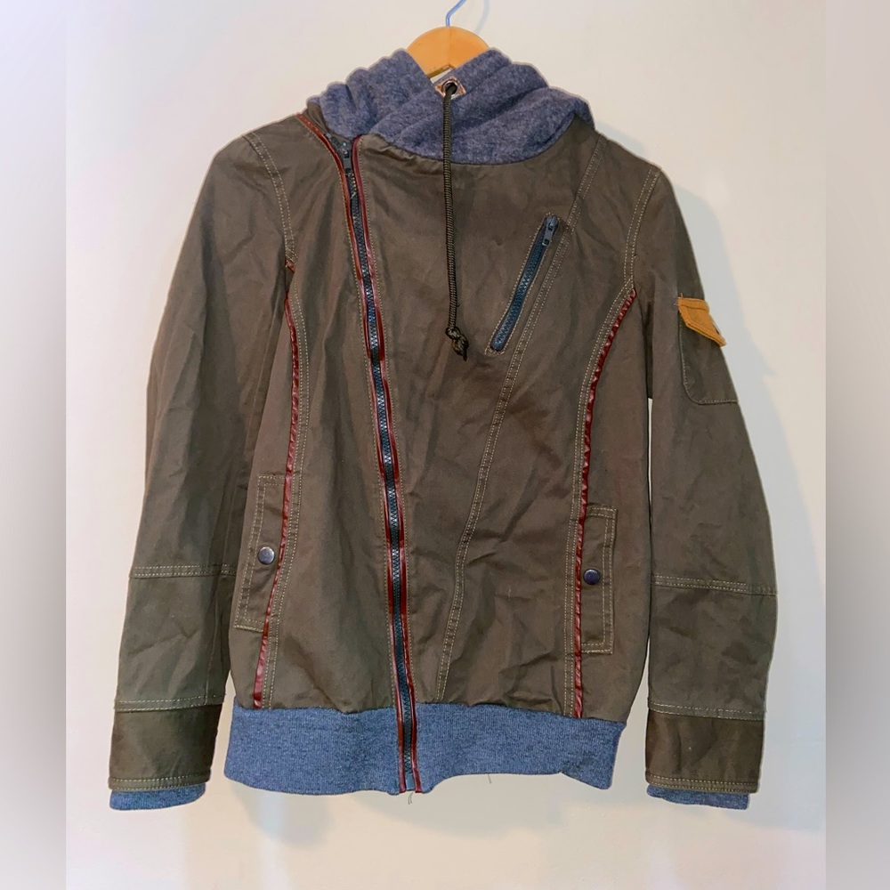 Hooded green cargo jacket